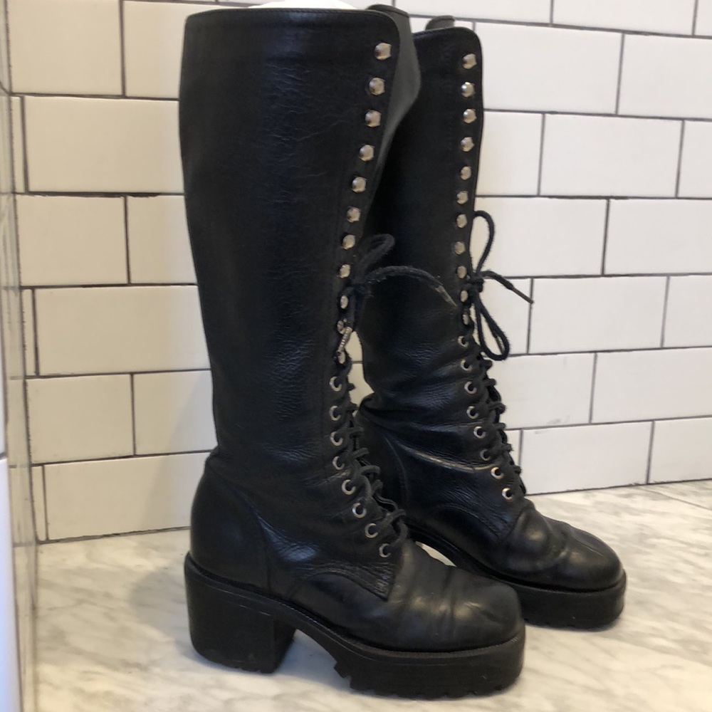 Vintage Goth Platform square toed lug boots